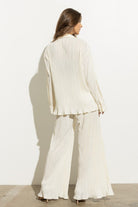 Pleated Blouse Pants Set - Elysian Couture