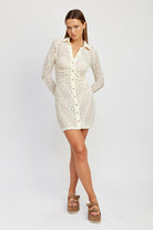 BUTTON DOWN LACE DRESS - Elysian Couture