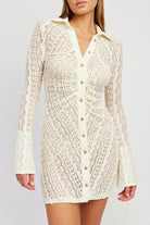 BUTTON DOWN LACE DRESS - Elysian Couture