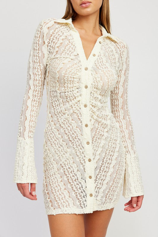 BUTTON DOWN LACE DRESS - Elysian Couture