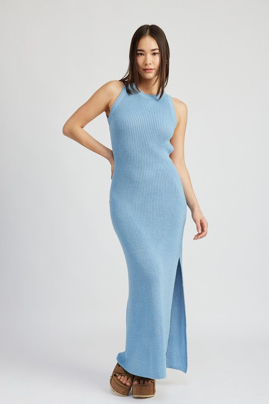 HALTER NECK MAXI DRESS WITH OPEN BACK - Elysian Couture