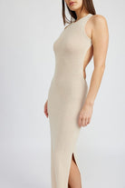 HALTER NECK MAXI DRESS WITH OPEN BACK - Elysian Couture