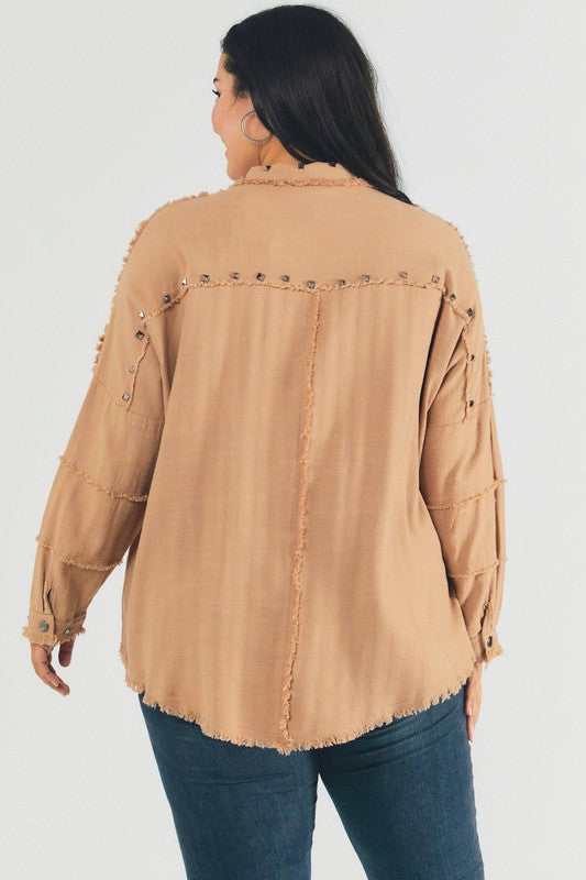 Kelsey Oversized Studded Shirt - Elysian Couture