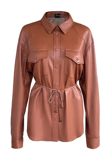 Vegan Leather Shacket - Elysian Couture