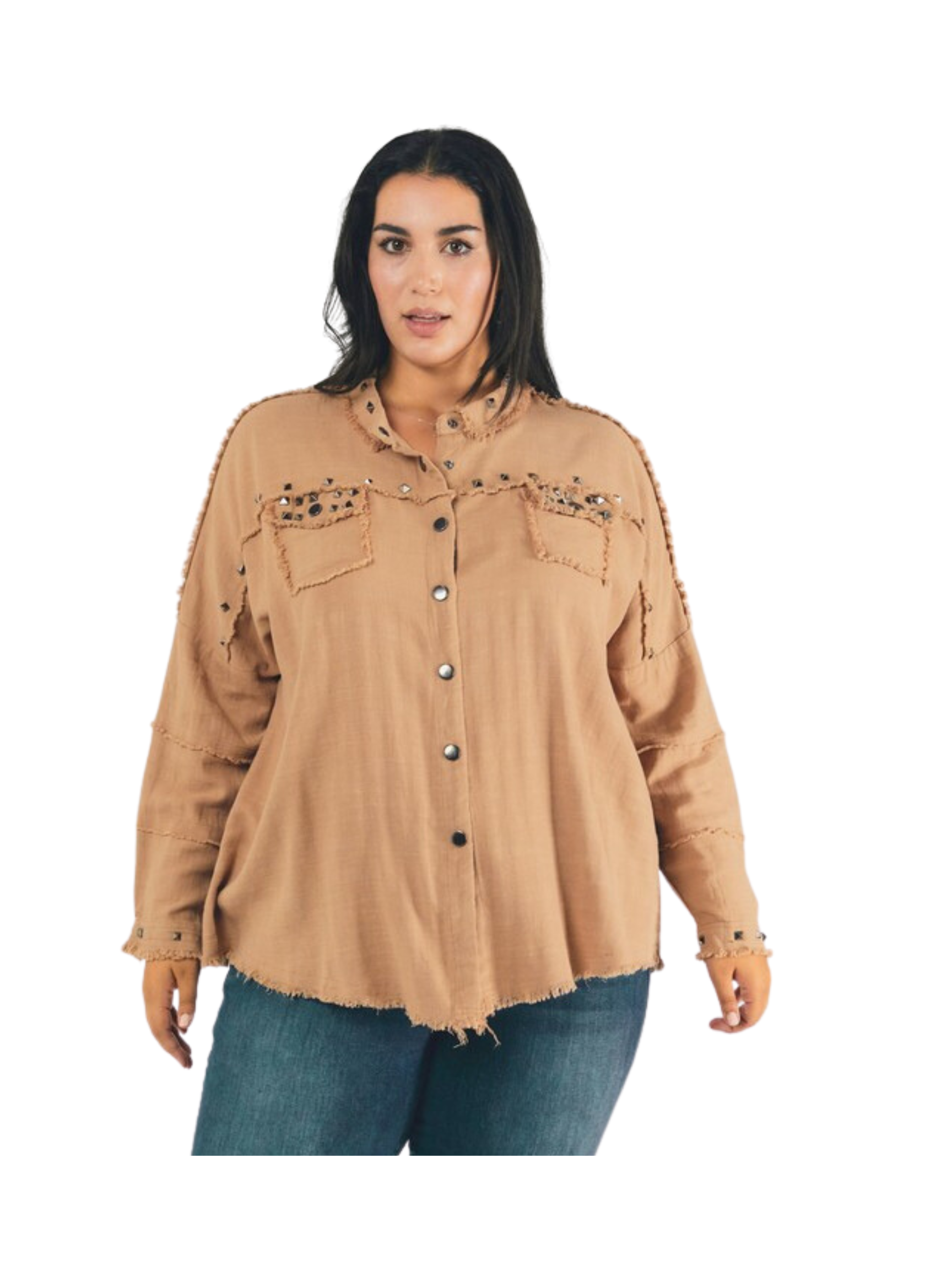 Kelsey Oversized Studded Shirt - Elysian Couture