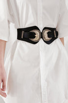 Shell Double Buckle Elastic Wide Belt - Elysian Couture